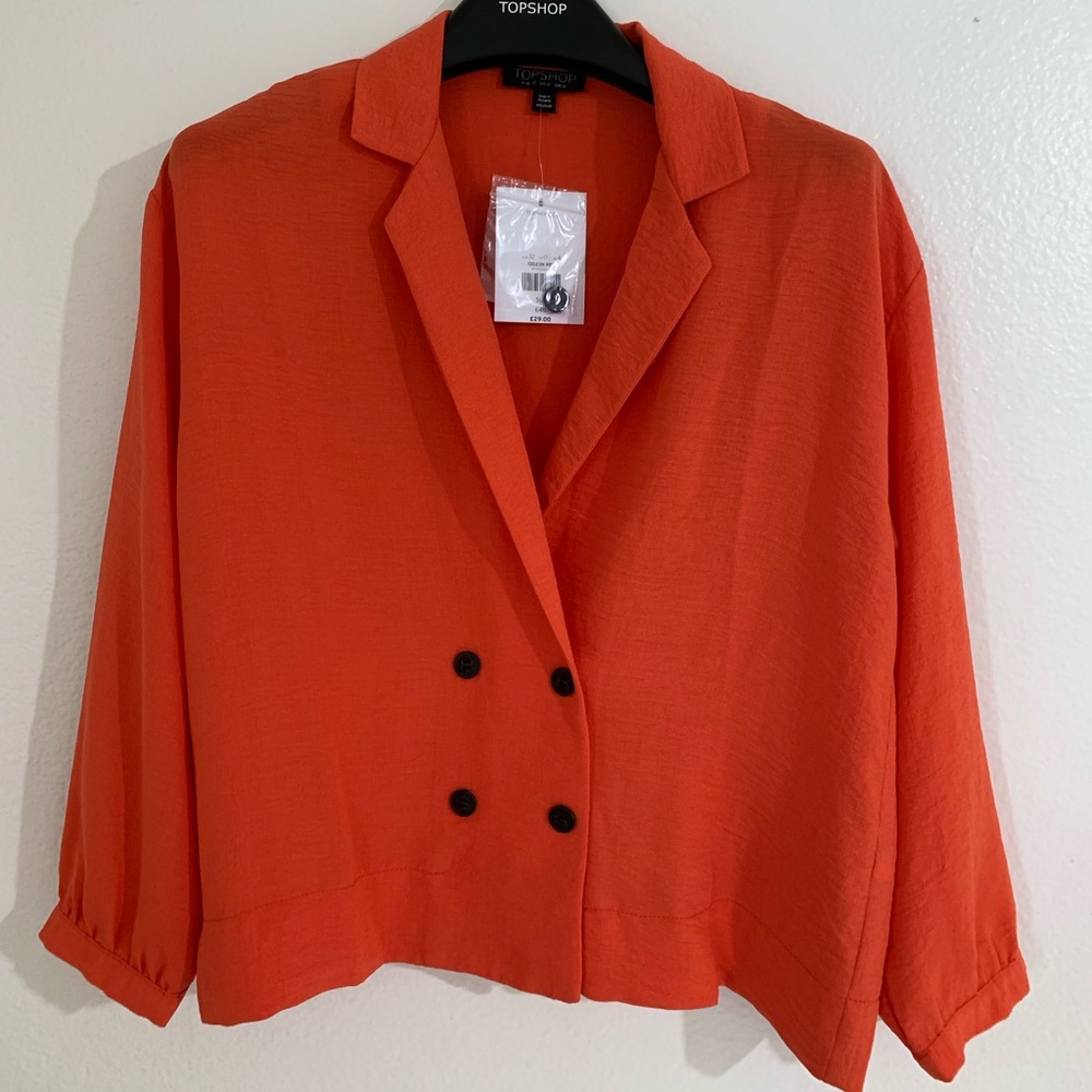 Topshop Nwt women button down wrap blouse 0 orange